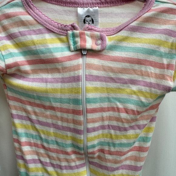 Gerber 12M Girls Pastel Striped Long Sleeve Onesie Footie Pajamas - Picture 2 of 4
